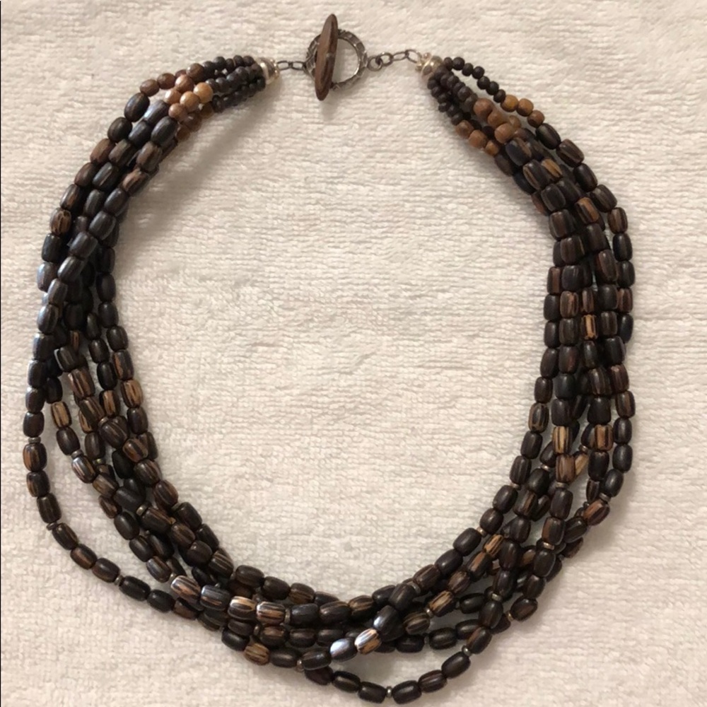 Silver and Palm wood necklace